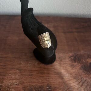 Gold Plated Sterling Silver Two Tone Dots Saddle Ring​​​​